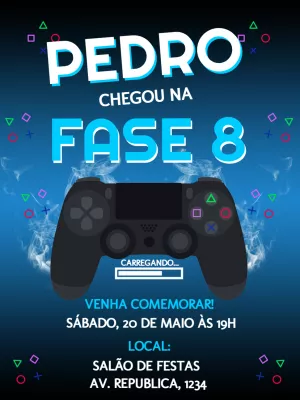 Convite Festa de Jogo Online, Vídeo Jogo Aniversário