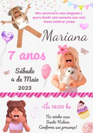 ROBLOX Mundo Virtual Sandbox Menina Rosa Aniversário Tema Festa