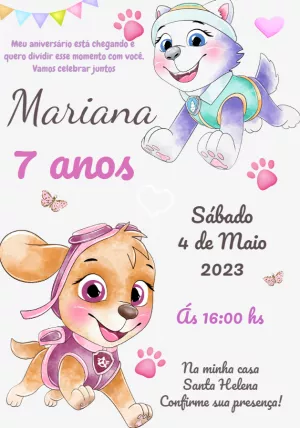 Convite de aniversário patrulha canina Edite Online