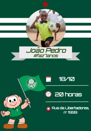 Palmeiras Cebolinha Birthday Invitation with photo