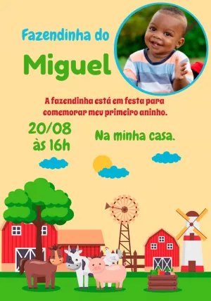 Fazendinha birthday invitation with photo