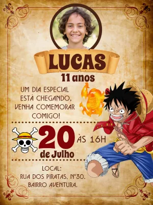 Convite Aniversário One Piece