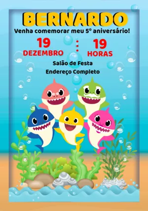 Convite aniversário Baby Shark