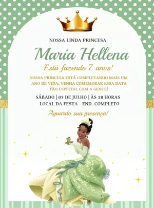 Tiana the Princess and the Frog Birthday Invitation