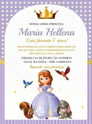 Disney Princess Sofia Birthday Invitation,