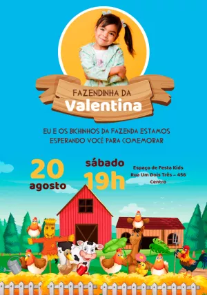 Fazendinha birthday invitation with photo