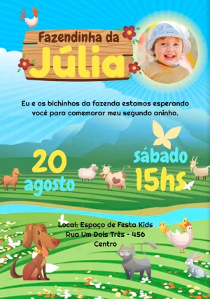 Fazendinha birthday invitation with photo