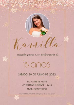 Convite aniversário glitter rosa azul dourado - Edite grátis com nosso  editor online