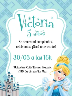 Hacer invitación en línea invitación de cumpleaños digital cenicienta