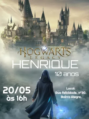 Convite aniversário Hogwarts Legacy