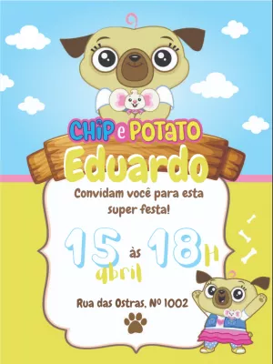 Chip and Potato birthday invitation with photo