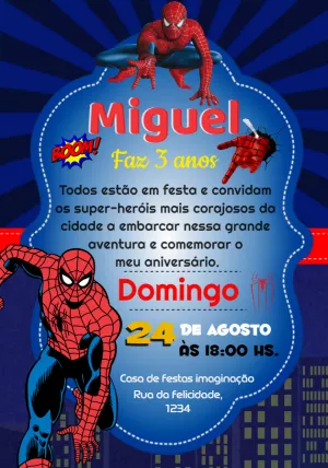 Convite Homem Aranha - Edite grátis com nosso editor online