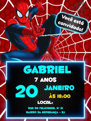 Convite digital homem - aranha - Edite grátis com nosso editor online