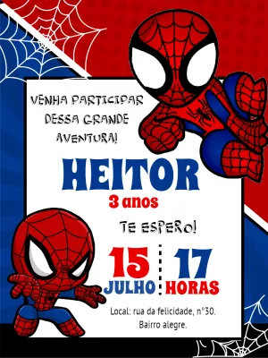 Convite Homem Aranha Cute - Edite grátis com nosso editor online