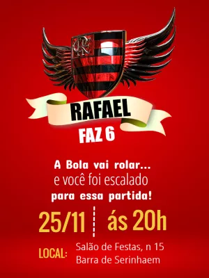 Convite Aniversario Flamengo - Edite grátis com nosso editor online