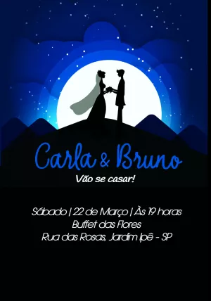 Convite de casamento - casal de pombos com alianças - Edite grátis com  nosso editor online