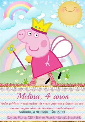 Convite Peppa Pig Princesa para imprimir