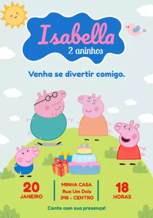 Convite Aniversário Peppa Pig