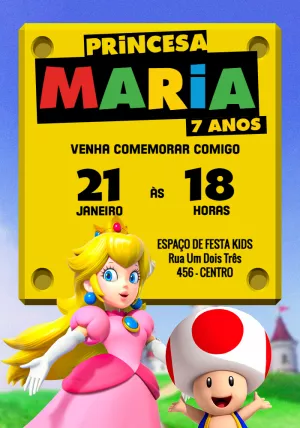 Convite aniversário Princesa Peach