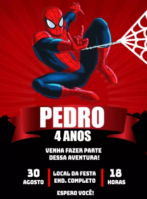 Convite Homem aranha - Edite grátis com nosso editor online