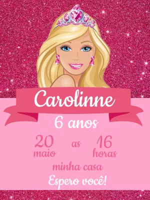 Convite Barbie Boneca para editar