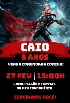 Criar convite de Super Thor Vermelho online grátis