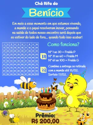 Pintinho Amarelinho raffle tea invitation