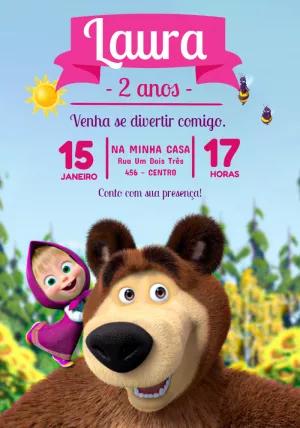 Masha and Bear Birthday Invitation