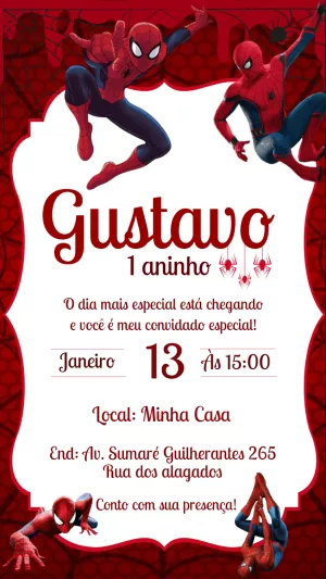 Convite Aniversário Homem Aranha Edite Grátis Com Nosso Editor Online 0450