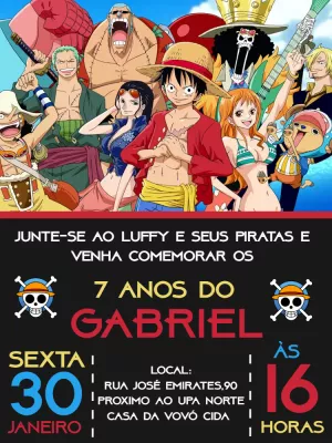 Convite Digital One Piece Online Virtual Whatsapp