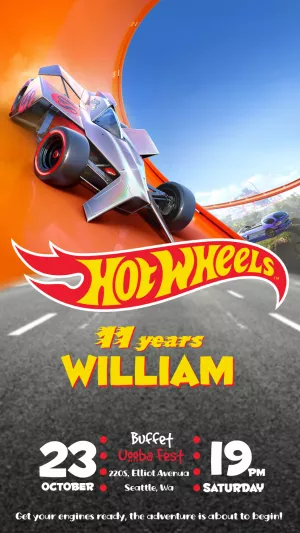 Invitation birthday Hotwheels