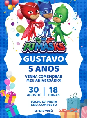 Pj masks Birthday Invitation