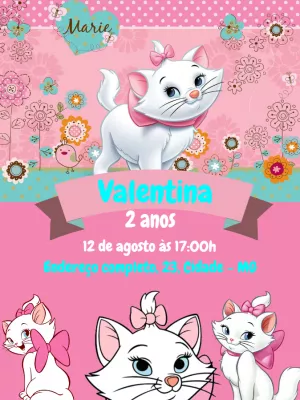 ▷ Convite Digital Aniversário Spa Gatinha Marie, GRÁTIS