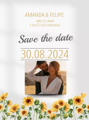 Convite Save the Date - Casamento Girassol com foto