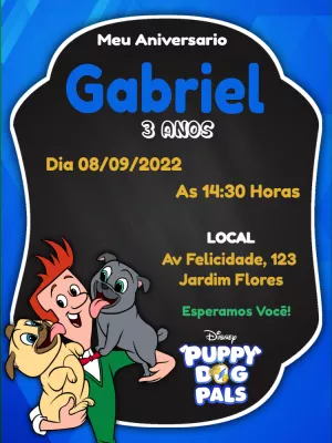 Convite aniversário Puppy Dog Pals