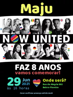 Convite aniversário Now United