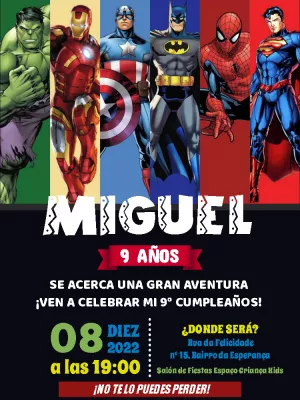 Acostumbrados a Vacilar Lujoso Hacer invitación online invitación digital superhéroes vengadores cumpleaños