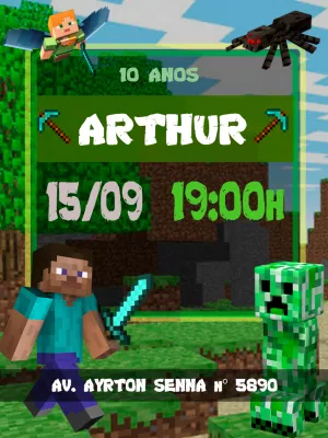 Minecraft birthday invitation