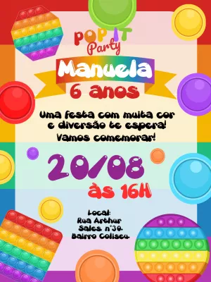 Fazer convite online convite digital aniversário Fidget Toys Pop it