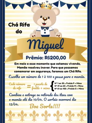 ▷ 12 Convites de Chá de Bebê Ursinho