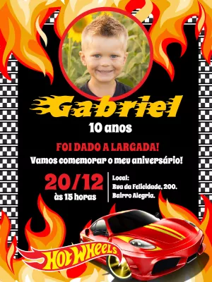 Hotwheels Birthday Invitation with photo