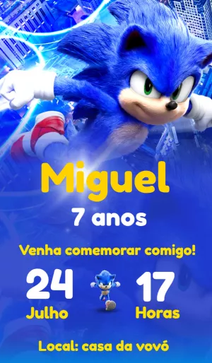 Convite Sonic the Hedgehog - Edite grátis com nosso editor online