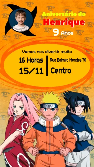 Convite Digital de Aniversario - Tema Anime