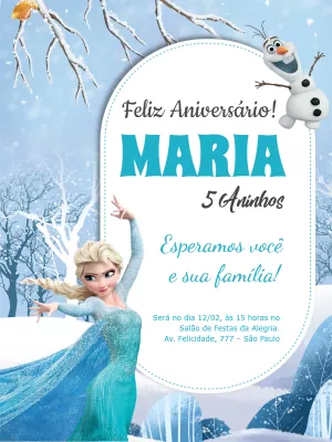 Convite Digital Frozen P/ Aniversário Festa Princesas