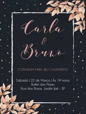 Convite Casamento Floral Boho Chic - Edite grátis com nosso editor online