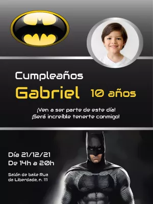 Hacer una invitación online invitación de cumpleaños digital - Batman