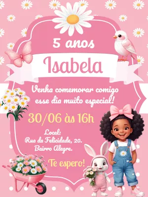 Jardim das Margaridas birthday invitation