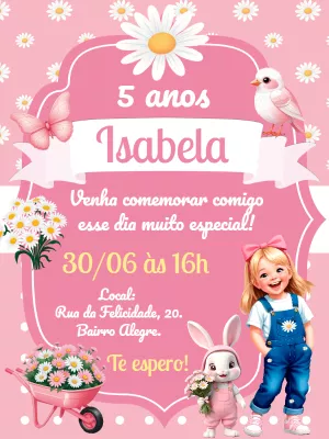 Jardim das Margaridas birthday invitation