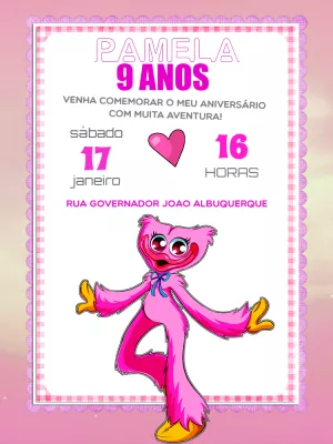 ▷ Convite Digital Feliz Aniversário Kissy Poppy Playtime