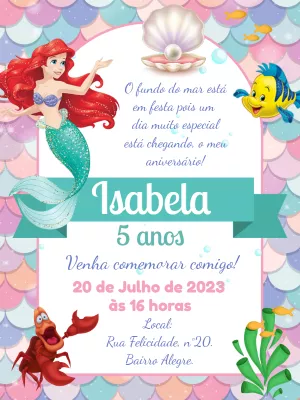 Tarjeta Digital Cumpleaños Sirenita Ariel